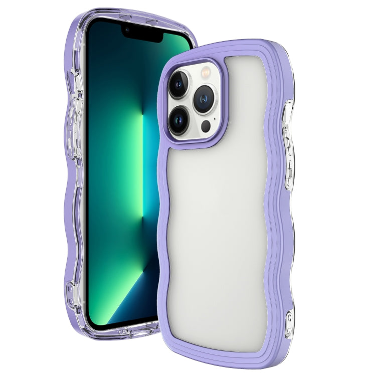 For iPhone 16 Pro Max Candy Color Wave TPU Clear PC Phone Case(Purple) - iPhone 16 Pro Max Cases by buy2fix | Online Shopping UK | buy2fix