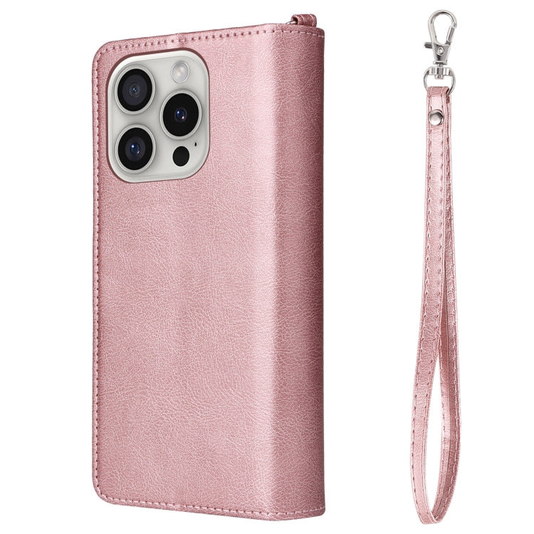 For iPhone 16 Pro Solid Color 2 in 1 Zipper Shockproof Phone Case(Rose Gold) - iPhone 16 Pro Cases by buy2fix | Online Shopping UK | buy2fix