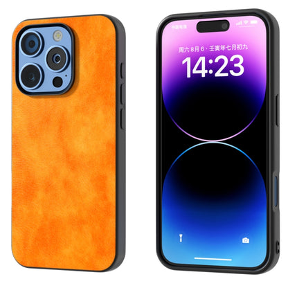 For iPhone 16 Pro Dual Color Lichi Texture PU Phone Case(Orange) - iPhone 16 Pro Cases by buy2fix | Online Shopping UK | buy2fix