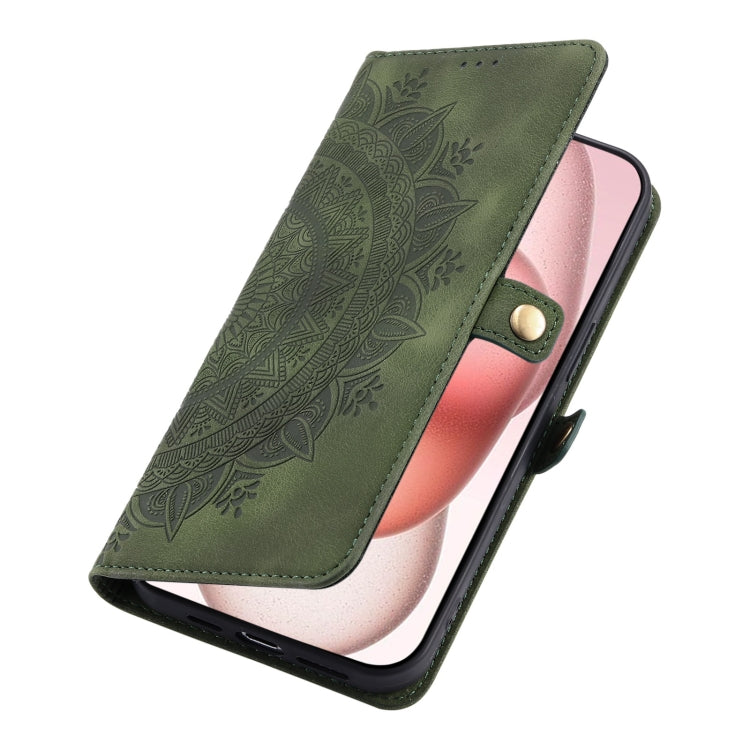 For iPhone 16 Pro Max Skin Feel Totem Embossed Leather Phone Case(Deep Green) - iPhone 16 Pro Max Cases by buy2fix | Online Shopping UK | buy2fix