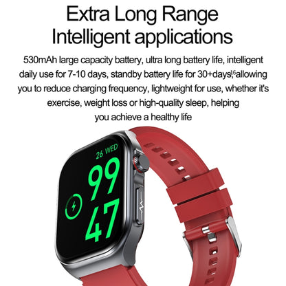 ET585 2.04 inch Silicone Strap IP68 Waterproof Smart Watch, Support ECG / Blood Composition Measurement(Red) - Smart Watches by buy2fix | Online Shopping UK | buy2fix