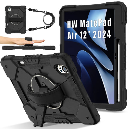 For Huawei MatePad Air 12 2024 Contrast Color Robot Silicone Hybrid PC Tablet Case(Black) - Huawei by buy2fix | Online Shopping UK | buy2fix