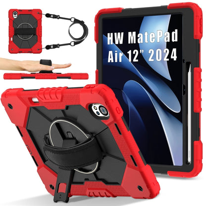 For Huawei MatePad Air 12 2024 Contrast Color Robot Silicone Hybrid PC Tablet Case(Red Black) - Huawei by buy2fix | Online Shopping UK | buy2fix