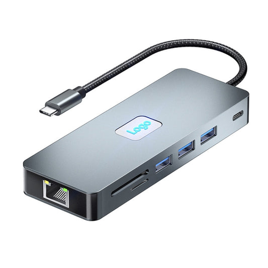 BYL-2411 11 in 1 Type-C HUB Docking Station with 3 x USB3.0, PD100W,  SD/TF, RJ45, Type-C, VGA, HDTV, 3.5mm Jack - HUB with Lan adapter by buy2fix | Online Shopping UK | buy2fix