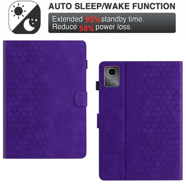 For Lenovo Tab M11 / Xiaoxin Pad 2024 Honeycomb Embossed Leather Smart Tablet Case(Purple) - Lenovo by buy2fix | Online Shopping UK | buy2fix