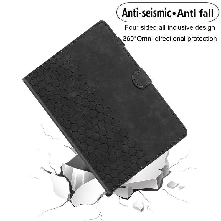 For Samsung Galaxy Tab A9+ Honeycomb Embossed Leather Smart Tablet Case(Black) - Galaxy Tab A9+ by buy2fix | Online Shopping UK | buy2fix