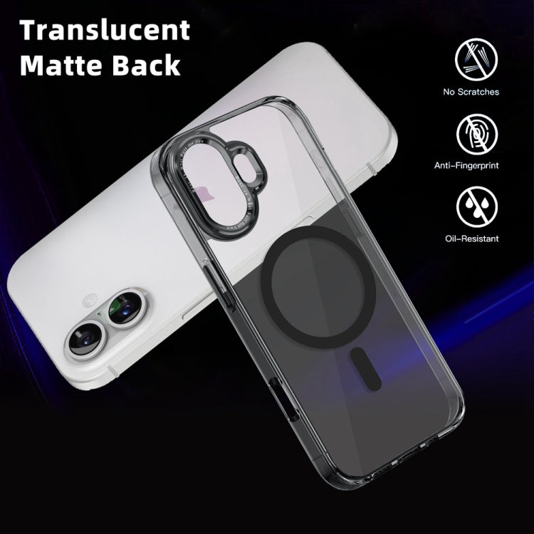 For iPhone 16 Plus Ice Color Magnetic Series Magsafe Magnetic PC Hybrid TPU Phone Case(Black) - iPhone 16 Plus Cases by buy2fix | Online Shopping UK | buy2fix