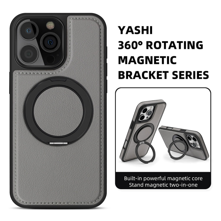 For iPhone 16 Pro Max Yashi 360 Degree Rotating MagSafe Holder Phone Case(Grey) - iPhone 16 Pro Max Cases by buy2fix | Online Shopping UK | buy2fix