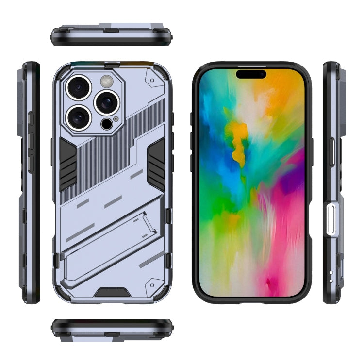 For iPhone 16 Pro Max Punk Armor 2 in 1 PC + TPU Phone Case with Holder(Grey) - iPhone 16 Pro Max Cases by buy2fix | Online Shopping UK | buy2fix