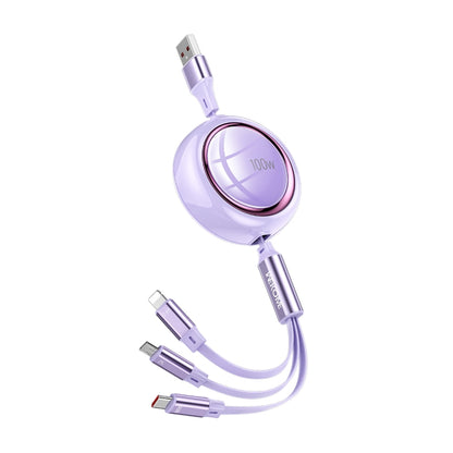 WK WDC-18 Star Series 1.2m 100W USB to 8 Pin / Type-C / Micro USB Retractable Data Cable(Purple) - Multifunction Cable by WK | Online Shopping UK | buy2fix