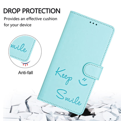 For Redmi K70 Ultra 5G Global Smile Embossing RFID Leather Phone Case(Mint Green) - Xiaomi Cases by buy2fix | Online Shopping UK | buy2fix