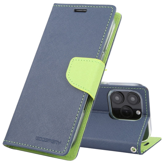 For iPhone 16 Pro GOOSPERY FANCY DIARY Cross Texture Leather Phone Case(Navy Blue) - iPhone 16 Pro Cases by GOOSPERY | Online Shopping UK | buy2fix