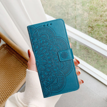 For iPhone 16 Flower Embossed Leather Phone Case(Blue) - iPhone 16 Cases by buy2fix | Online Shopping UK | buy2fix