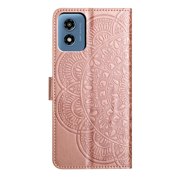 For Motorola Moto G Play 2024 Flower Embossed Leather Phone Case(Rose Gold) - Motorola Cases by buy2fix | Online Shopping UK | buy2fix