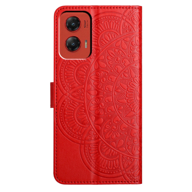 For Motorola Moto G Stylus 5G 2024 Flower Embossed Leather Phone Case(Red) - Motorola Cases by buy2fix | Online Shopping UK | buy2fix