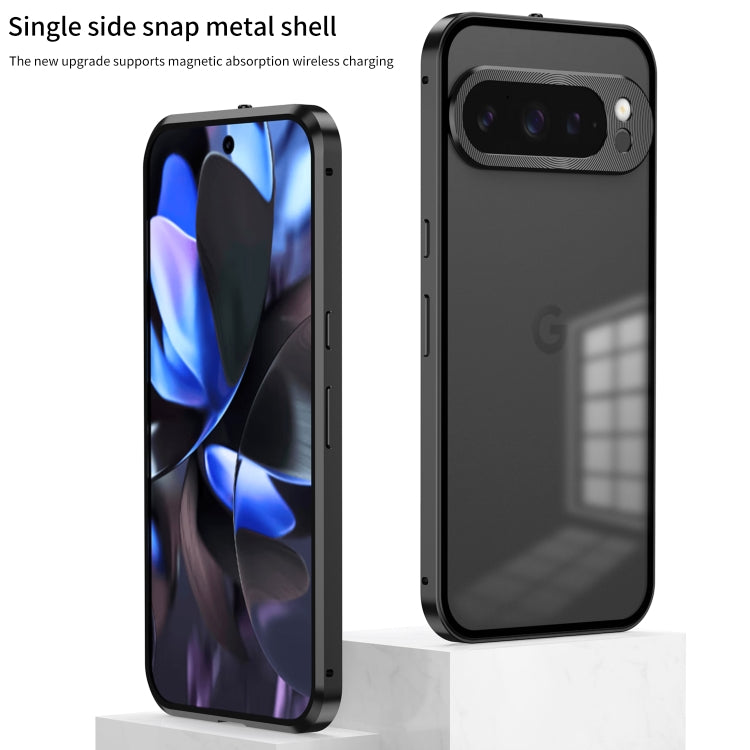 For Google Pixel 9 Pro XL Snap Buckle Metal Frame Frosted Phone Case(Black) - Google Cases by buy2fix | Online Shopping UK | buy2fix