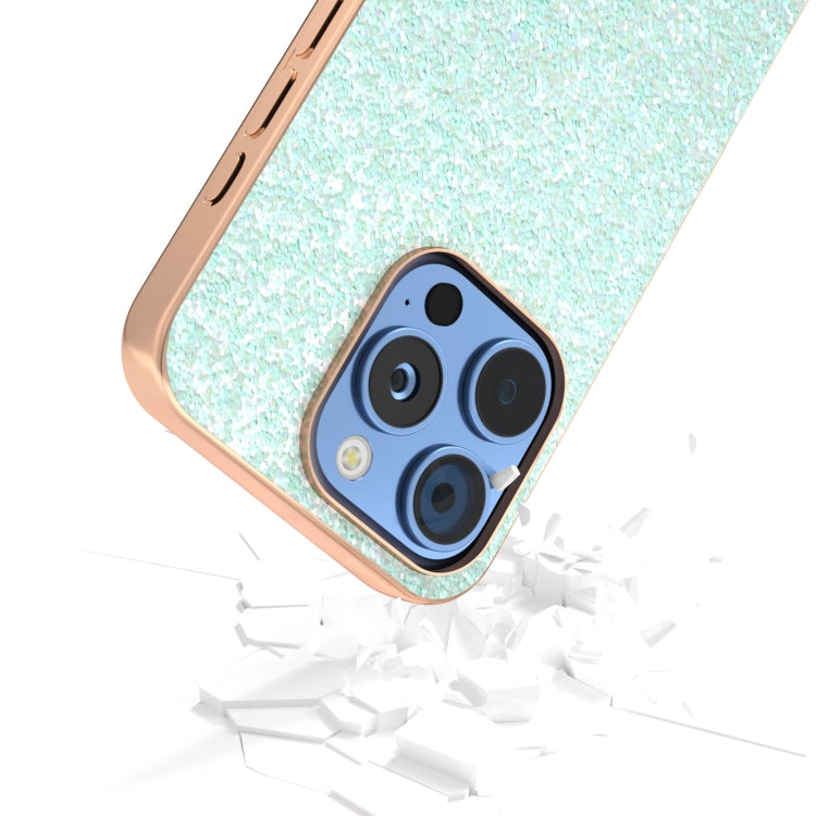 For iPhone 16 Pro Electroplating Frame Colorful Glitter Phone Case(Light Green) - iPhone 16 Pro Cases by buy2fix | Online Shopping UK | buy2fix