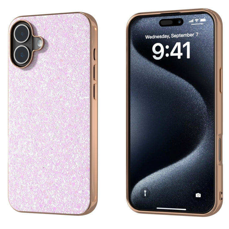 For iPhone 16 Plus Electroplating Frame Colorful Glitter Phone Case(Glitter Pink) - iPhone 16 Plus Cases by buy2fix | Online Shopping UK | buy2fix