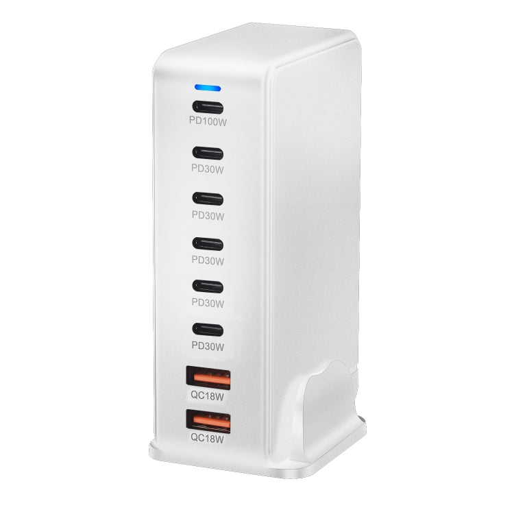 YMX-986 286W 6Type-C, 3USB 8-Ports Desktop Fast Charger, Plug Type:EU Plug(White) - Multifunction Charger by buy2fix | Online Shopping UK | buy2fix