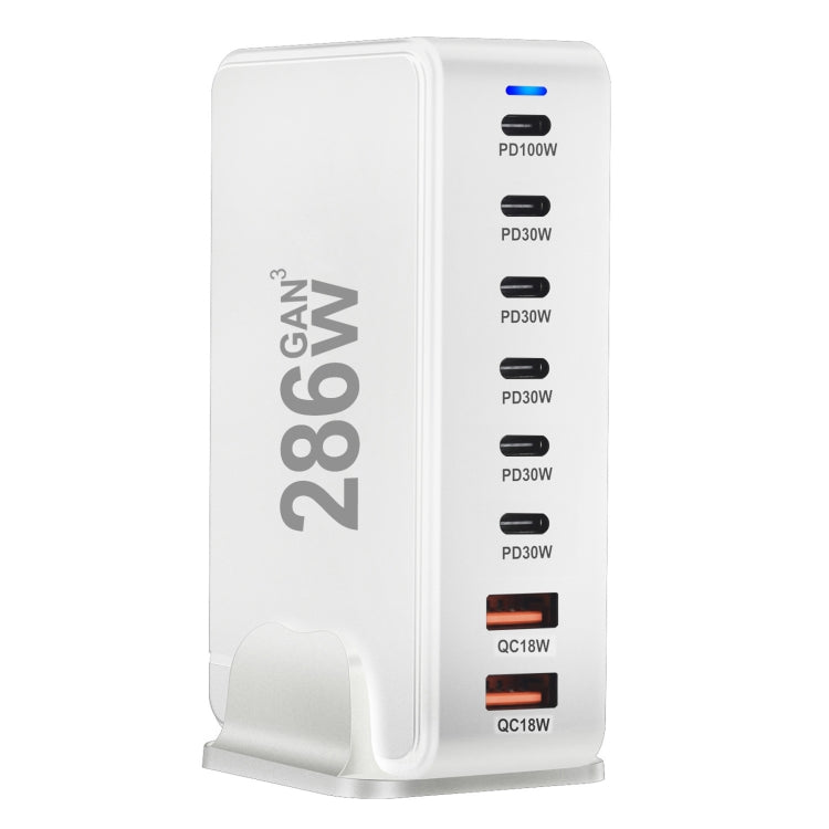 YMX-986 286W 6Type-C, 3USB 8-Ports Desktop Fast Charger, Plug Type:EU Plug(White) - Multifunction Charger by buy2fix | Online Shopping UK | buy2fix