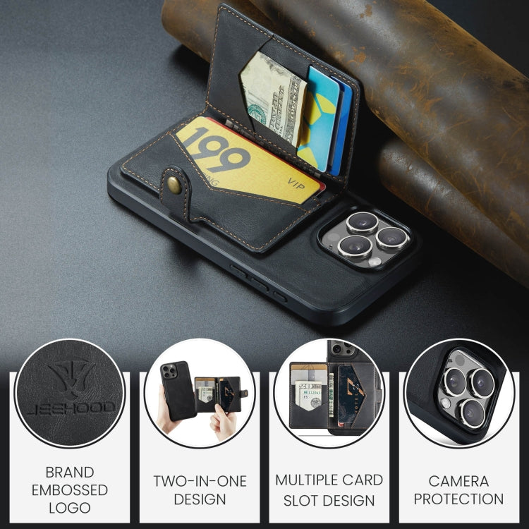 For iPhone 16 Pro Max JEEHOOD J01 Retro Magnetic Detachable Wallet Phone Case(Black) - iPhone 16 Pro Max Cases by JEEHOOD | Online Shopping UK | buy2fix