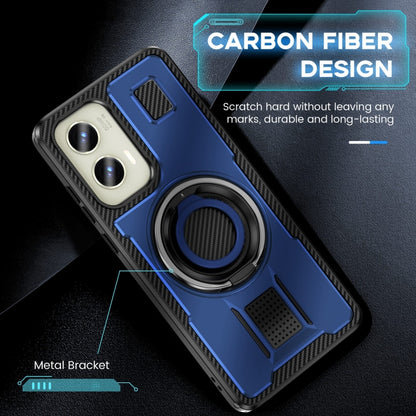 For Motorola Moto G Stylus 5G 2024 Ring Holder Carbon Fiber PC Hybrid TPU Phone Case(Blue) - Motorola Cases by buy2fix | Online Shopping UK | buy2fix