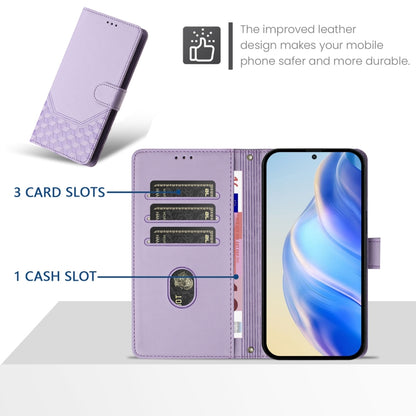 For Samsung Galaxy S25+ 5G Honeycomb Embossing RFID Leather Phone Case(Light Purple) - Galaxy S25+ 5G Cases by buy2fix | Online Shopping UK | buy2fix