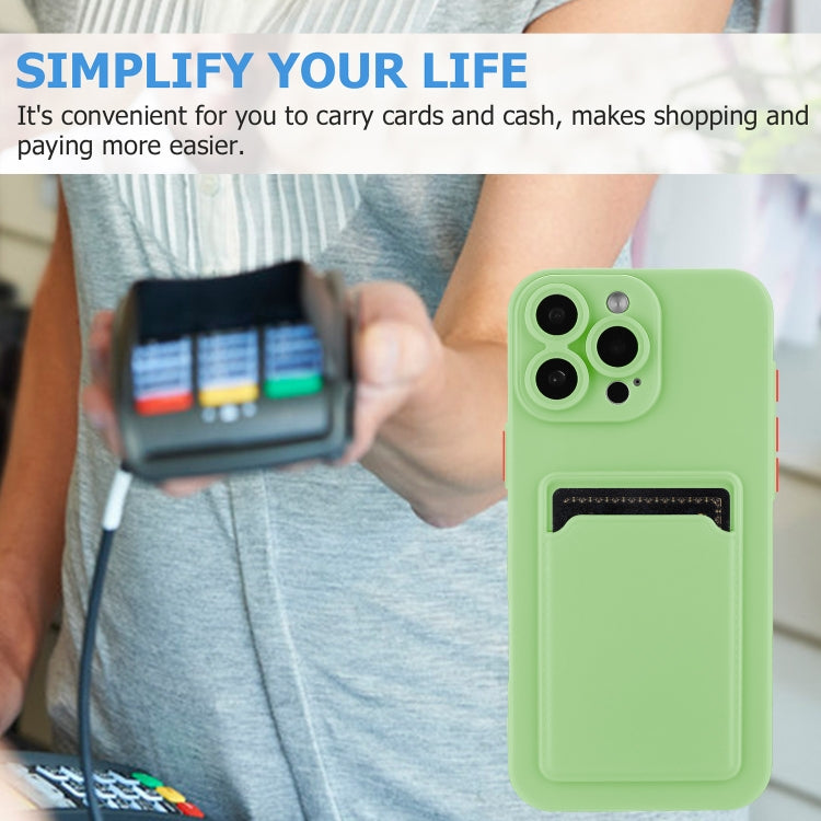 For iPhone 16 Pro Max Skin Feel Card Contrast Color Button TPU Phone Case(Light Green) - iPhone 16 Pro Max Cases by buy2fix | Online Shopping UK | buy2fix