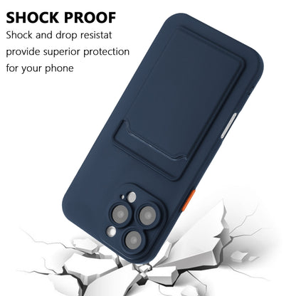 For iPhone 16 Pro Max Skin Feel Card Contrast Color Button TPU Phone Case(Dark Blue) - iPhone 16 Pro Max Cases by buy2fix | Online Shopping UK | buy2fix