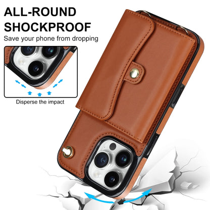 For iPhone 16 Pro Max RFID Card Slot Phone Case with Long Lanyard(Brown) - iPhone 16 Pro Max Cases by buy2fix | Online Shopping UK | buy2fix