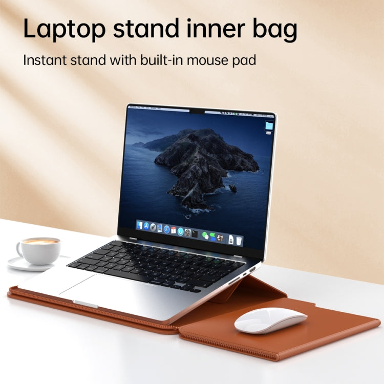 Multifunctional Laptop PU Magnetic Stand Split Liner Bag with Mouse Pad Function, Size:13-14 inch(Grey) - 13.3 inch by buy2fix | Online Shopping UK | buy2fix