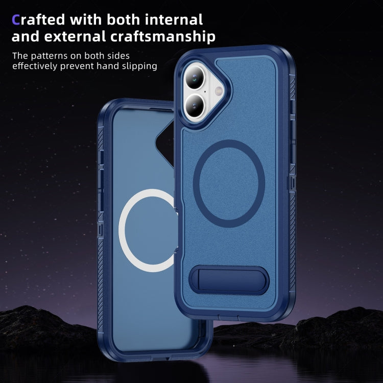 For iPhone 16 Plus Guard MagSafe Holder Matte PC Hybrid TPU Phone Case(Royal Blue) - iPhone 16 Plus Cases by buy2fix | Online Shopping UK | buy2fix