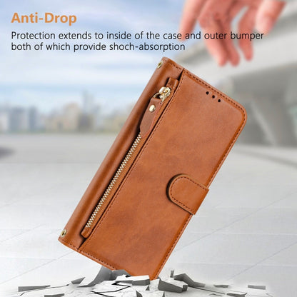 For iPhone 16 Plus Multi-Card Slots Zipper Wallet Leather Phone Case(Brown) - iPhone 16 Plus Cases by buy2fix | Online Shopping UK | buy2fix