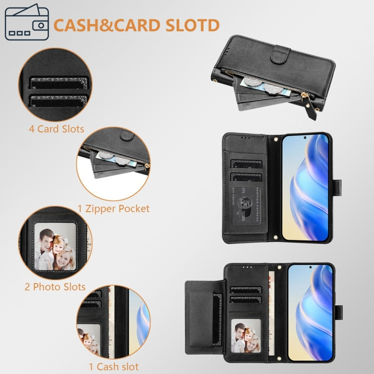 For iPhone SE 2024 Multi-Card Slots Zipper Wallet Leather Phone Case(Black) - More iPhone Cases by buy2fix | Online Shopping UK | buy2fix