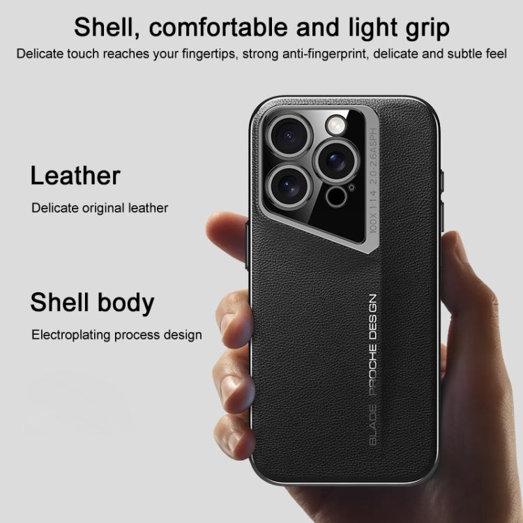 For iPhone 16 J-20 Leather Skyline Design Full Coverage Phone Case(Black) - iPhone 16 Cases by buy2fix | Online Shopping UK | buy2fix