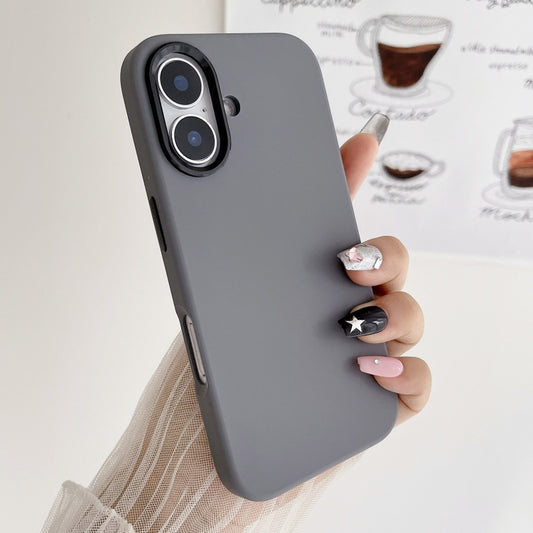 For iPhone 16 Metal Liquid Silicone Skin Feel Phone Case(Grey) - iPhone 16 Cases by buy2fix | Online Shopping UK | buy2fix