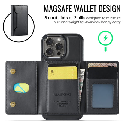 For iPhone 16 Pro DG.MING MAGKING-K2 Series MagSafe RFID Card Bag Detachable Phone Case(Black) - iPhone 16 Pro Cases by DG.MING | Online Shopping UK | buy2fix