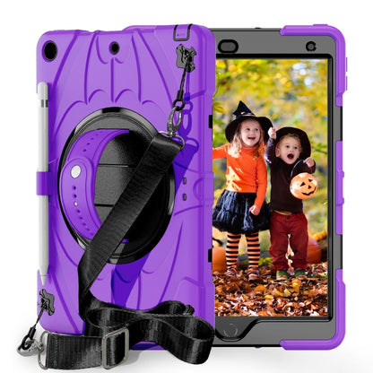 For iPad 10.2 2021 / 2020 / 2019 Bat Hand Grip Turntable Stand Tablet Case(Purple Black) - iPad 10.2 Cases by buy2fix | Online Shopping UK | buy2fix