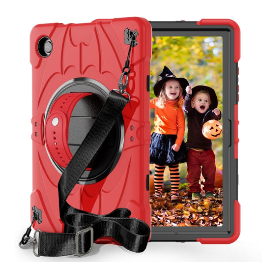 For Samsung Galaxy Tab A8 Bat Hand Grip Turntable Stand Tablet Case(Red Black) - Other Galaxy Tab PC by buy2fix | Online Shopping UK | buy2fix