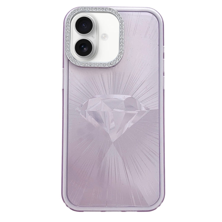 For iPhone 16 Plus Diamond Texture TPU Hybrid PC IMD Phone Case(Purple) - iPhone 16 Plus Cases by buy2fix | Online Shopping UK | buy2fix