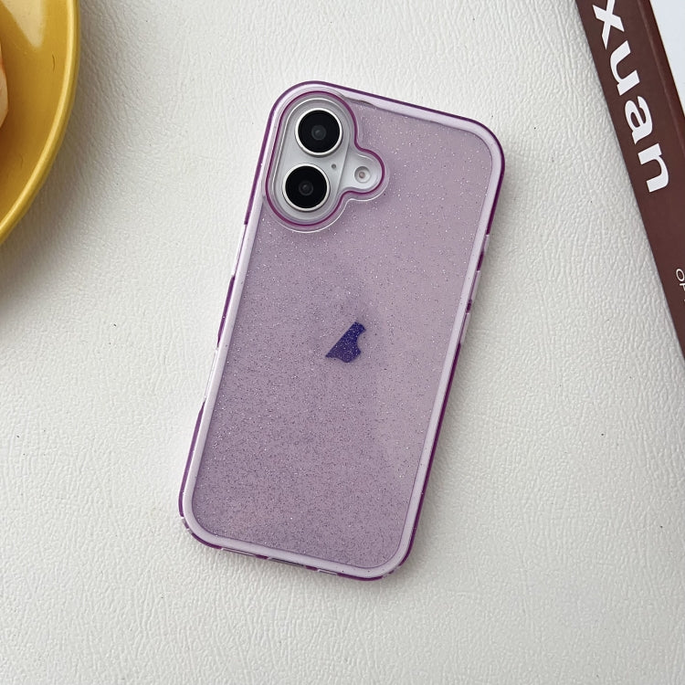 For iPhone 16 IMD 3 in 1 Glitter TPU Hybrid PC Phone Case(Purple) - iPhone 16 Cases by buy2fix | Online Shopping UK | buy2fix