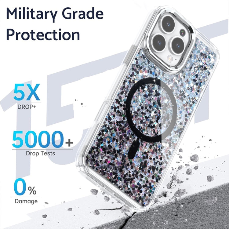 For iPhone 16 Epoxy Glitter MagSafe Magnetic TPU Phone Case(White) - iPhone 16 Cases by buy2fix | Online Shopping UK | buy2fix