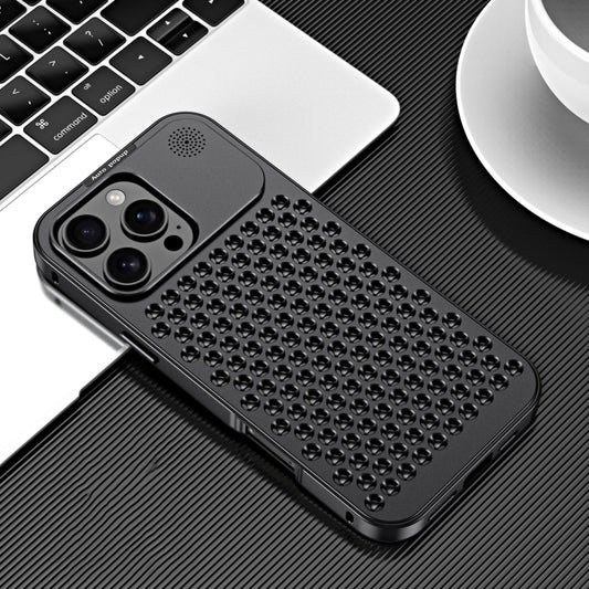 For iPhone 16 Pro R-JUST RJ58 Aromatherapy Metal Cooling Phone Case(Black) - iPhone 16 Pro Cases by R-JUST | Online Shopping UK | buy2fix