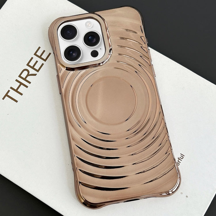 For iPhone 16 Pro Electroplating Wave MagSafe Phone Case(Gold) - iPhone 16 Pro Cases by buy2fix | Online Shopping UK | buy2fix