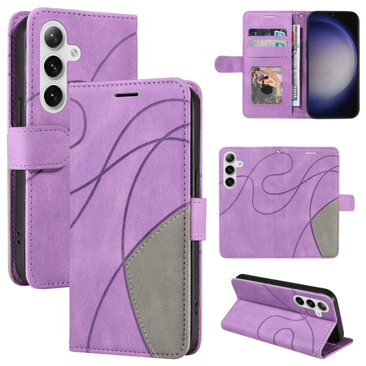 For Samsung Galaxy S25 / S24 5G Dual-color Splicing Flip Leather Phone Case(Purple) - Galaxy S25 5G Cases by buy2fix | Online Shopping UK | buy2fix