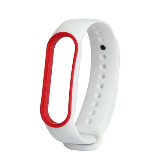 For Xiaomi Mi Band 5 Two-color TPE Watch Band(White+Red) - Watch Bands by buy2fix | Online Shopping UK | buy2fix