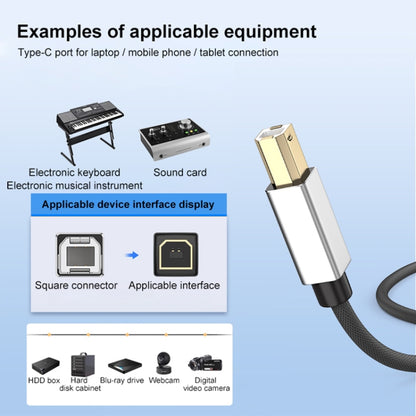 2 in 1 Type-C and USB-A to USB-B MIDI Instruments Printer Cable, Length: 1m, Length:1m(White) - Multifunctional Cable by buy2fix | Online Shopping UK | buy2fix