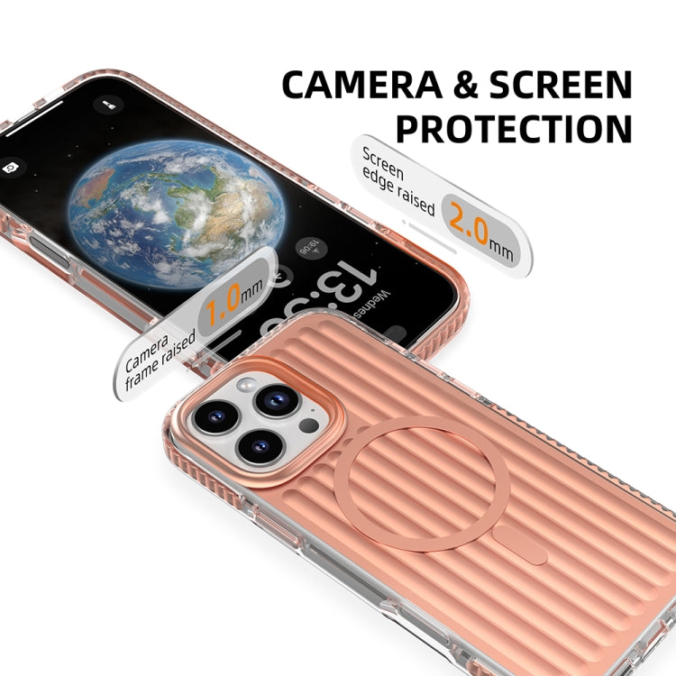 For iPhone 16 Pro Mutural Corrugated Texture Magsafe Magnetic Shockproof Phone Case(Silver) - iPhone 16 Pro Cases by Mutural | Online Shopping UK | buy2fix