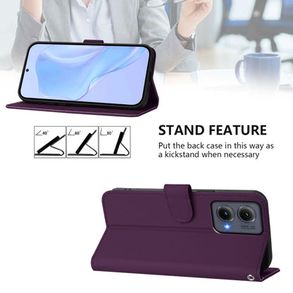 For Motorola Edge 5G 2024 Skin Feel Solid Color Leather Phone Case with Lanyard(Violet) - Motorola Cases by buy2fix | Online Shopping UK | buy2fix