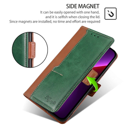 For iPhone 16 Pro Max Contrast Color Side Buckle Leather Phone Case(Light Brown + Green) - iPhone 16 Pro Max Cases by buy2fix | Online Shopping UK | buy2fix